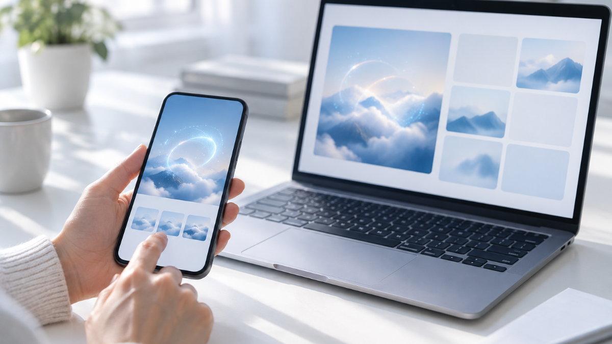スマホでスレッズの投稿画面にImagineで作った画像を添付している様子